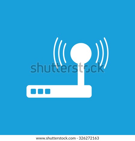 Wi-Fi router icon, white simple image isolated on blue background