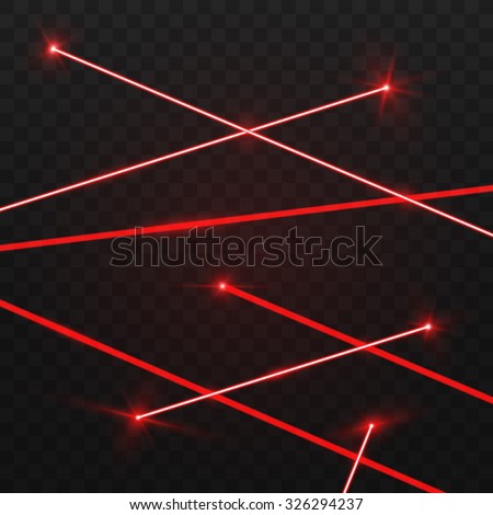 Abstract red laser beams. Isolated on transparent black background. Vector illustration, eps 10. Royalty-Free Stock Photo #326294237