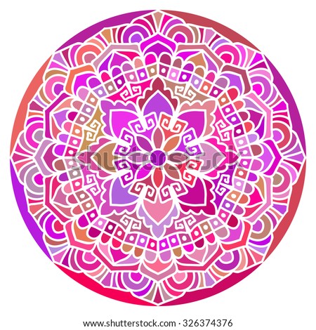 Multicolor Mandala. Vector Ethnic Oriental Circle Ornament. 