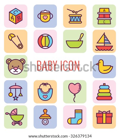 set of cute baby icon