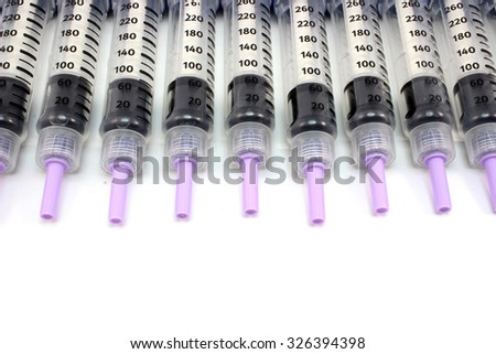 Band of syringe pen on a white background