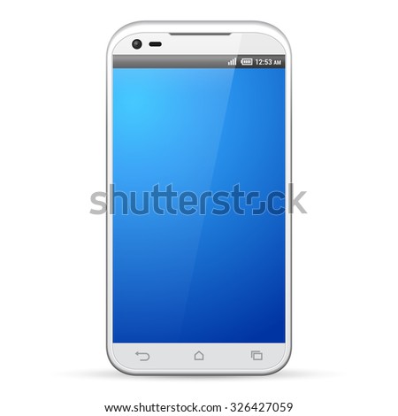 White Smartphone Template Mock up Display Screen. Isolated On White Background. Ready For Your Design. Vector EPS10 