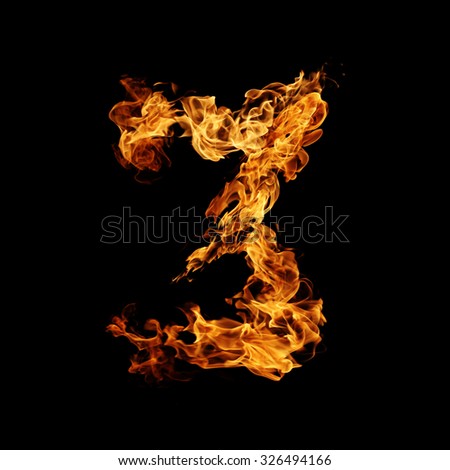 Fire number 3 on a black background