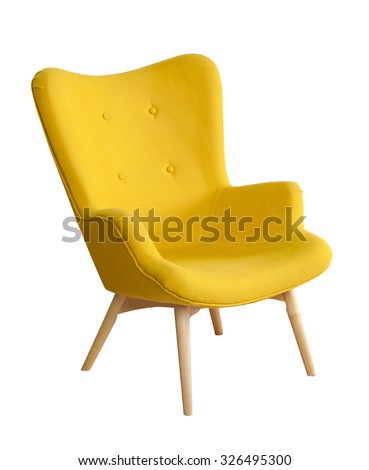 Yellow modern chair isolated on white background Royalty-Free Stock Photo #326495300