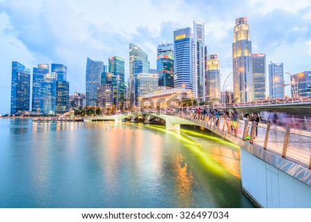 Singapore skyline city at twilight times - bright processing style pictures