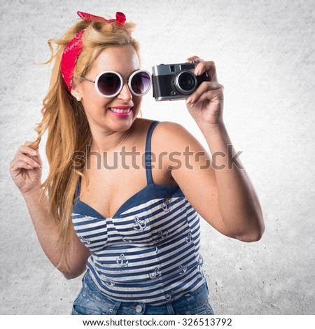 Pin-up girl photographing