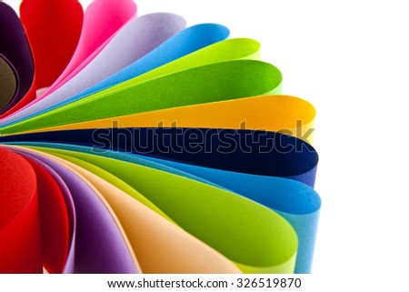 coloured paper on a white background