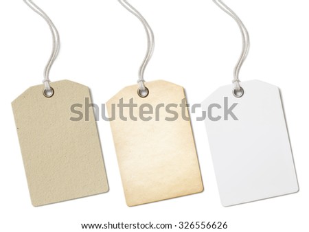 Blank paper price tags or labels set isolated 