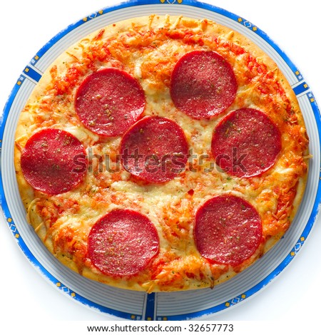 pizza salami isolated on the white background