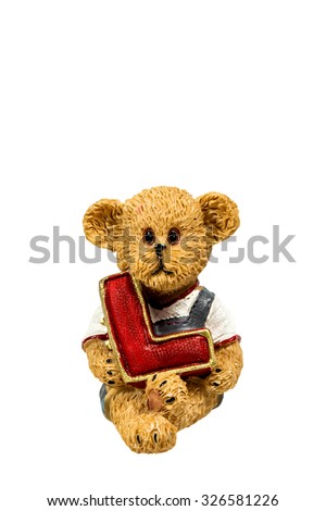teddy bear hold L on white background