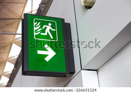 Fire Exit Sign Lightbox in the airport