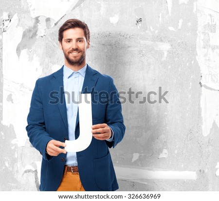 happy businessman with letters