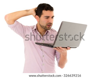 man with laptop problems