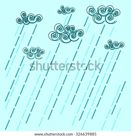 Vector colorful illustration of autumn rain and clouds