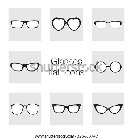 Set of glasses icons. Vector illustration