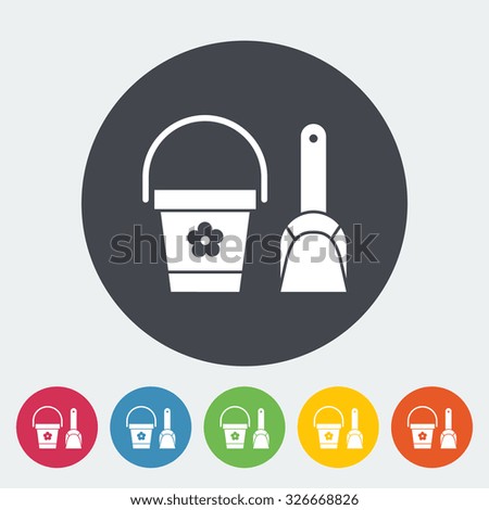 Pail and shovel icon. Flat related icon for web and mobile applications. It can be used as - logo, pictogram, icon, infographic element. Illustration.