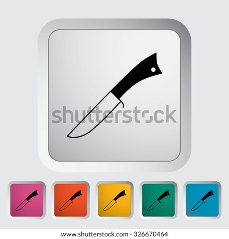 Knife. Single flat icon on the button.  illustration.