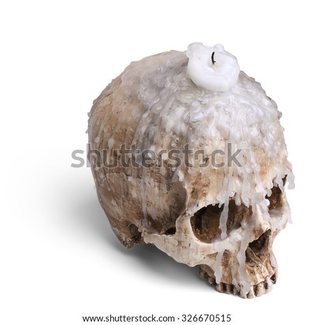 candlestick from human skull isolated on white background