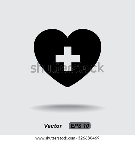 Heart with cross sign icon, vector illustration. Flat design style