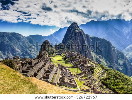 Machu Picchu Lost city of Inkas in Peru Royalty-Free Stock Photo #326722967