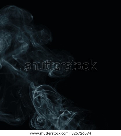 White smoke collection on black background with copy space 