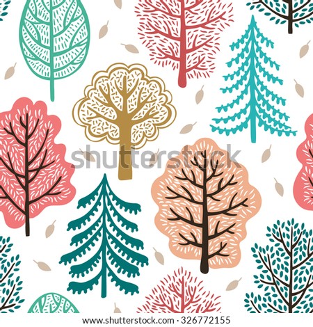 Autumn forest seamless pattern