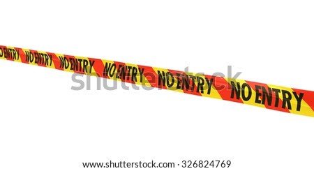 Red and Yellow Striped NO ENTRY Tape Line at Angle