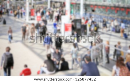 Commuters, people background. Intentionally blurred post production.