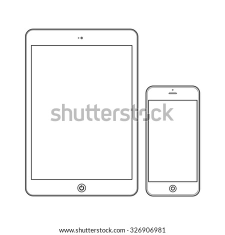 White Business Phone and White tablet with blank white screens. Illustration Similar To iPhone iPad.