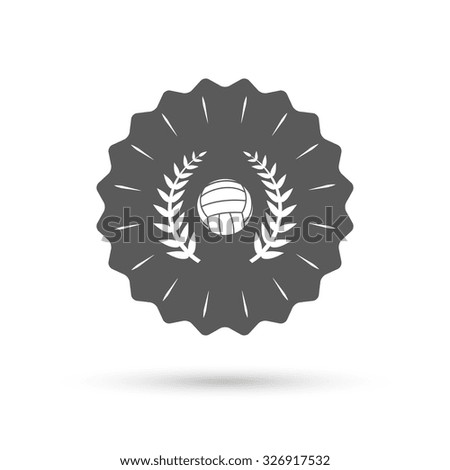 Vintage emblem medal. Volleyball sign icon. Beach sport laurel wreath symbol. Winner award. Classic flat icon. Vector