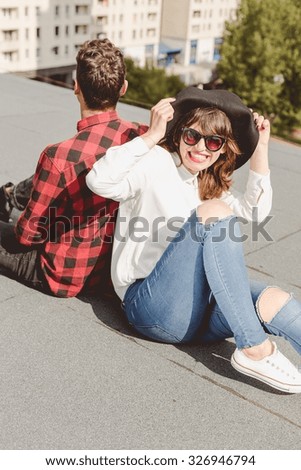 Picture of young couple leading happy lifestyle