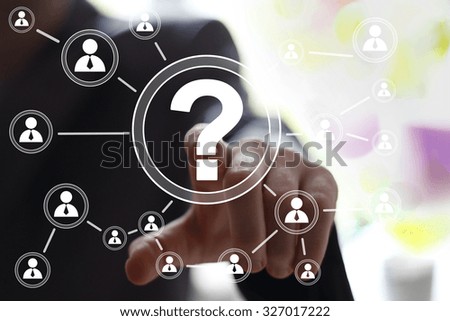 Businessman touch button icon web interface question