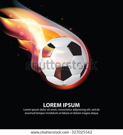 Isolated Soccer Ball or Football on Fire Flame with Stars
