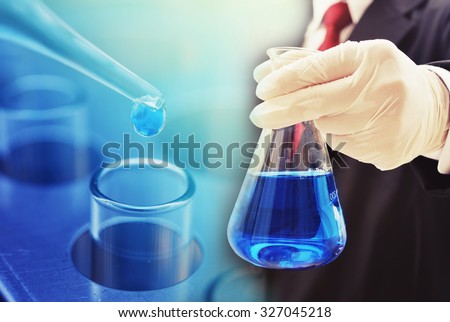 business man research at science lab background