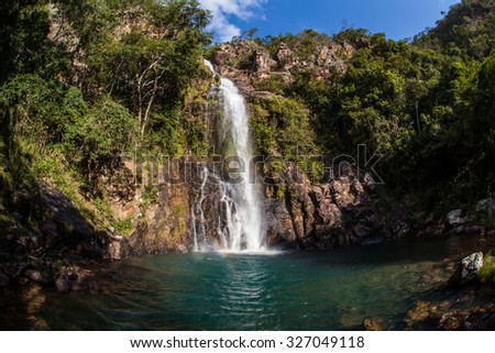 Serra Azul Waterfall - Nobres - Mato Grosso - Brazil Royalty-Free Stock Photo #327049118