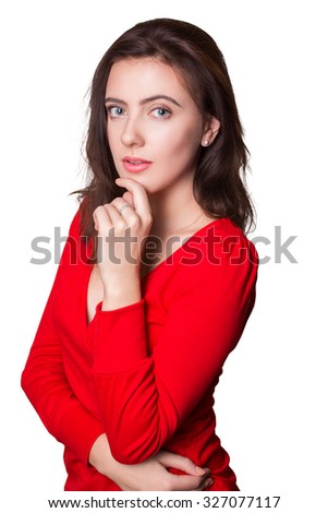 beautiful girl in the red dress. isolate 