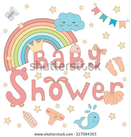 Baby shower invitation card for girl.Vector illustration