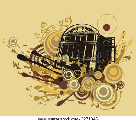 Grunge style building with ornate details. Vector background. Check my portfolio for much more of this series as well as thousands of similar and other great vector items.