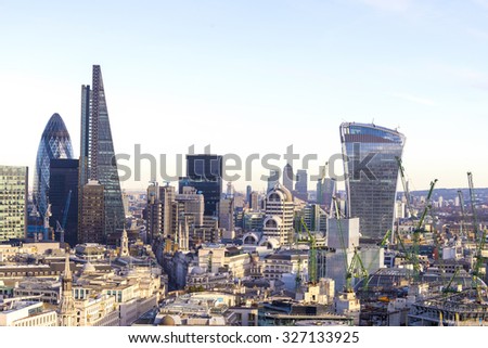 Aereal view of London modern district.