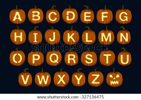 Pumpkin alphabet. Vector illustration