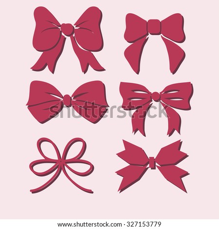 Pink gift bows with ribbons - vector set