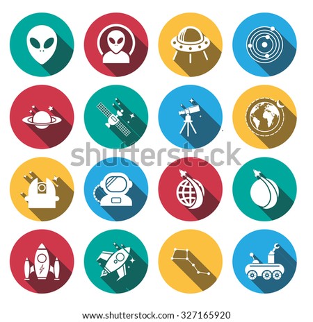 flat shadow Space icons set.vector.