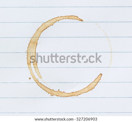 coffee stain on notebook page.