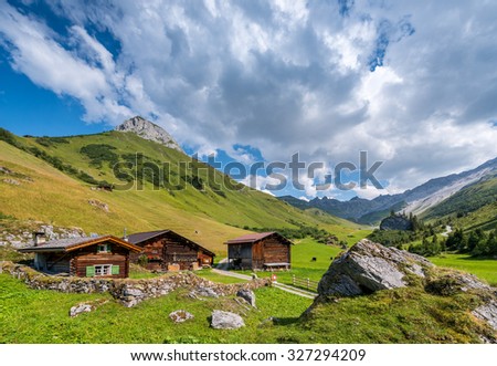 Beautiful Mounain Landscape in the Alps, in St. AntÃ?Â¶nien, Switzerland