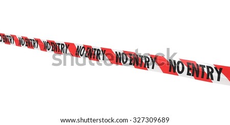 Red and White Striped NO ENTRY Tape Line at Angle