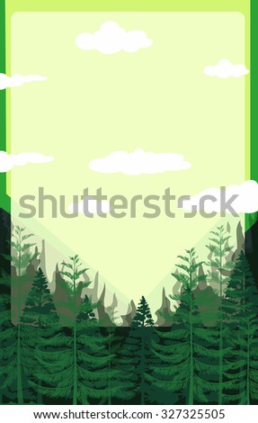 Pine forest with green sky illustration