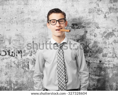happy businessman with cigar