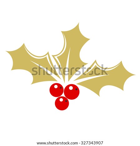 Gold holly berry. Vector illustration