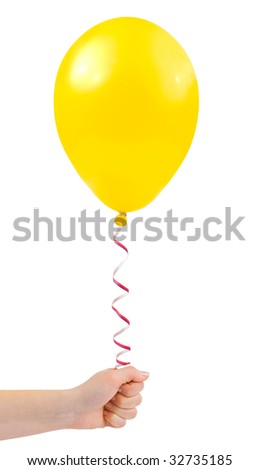 Balloon in hand isolated on white background