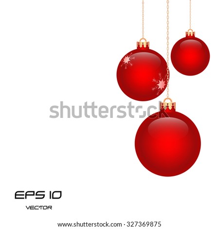 red Christmas balls , glitter, vector
